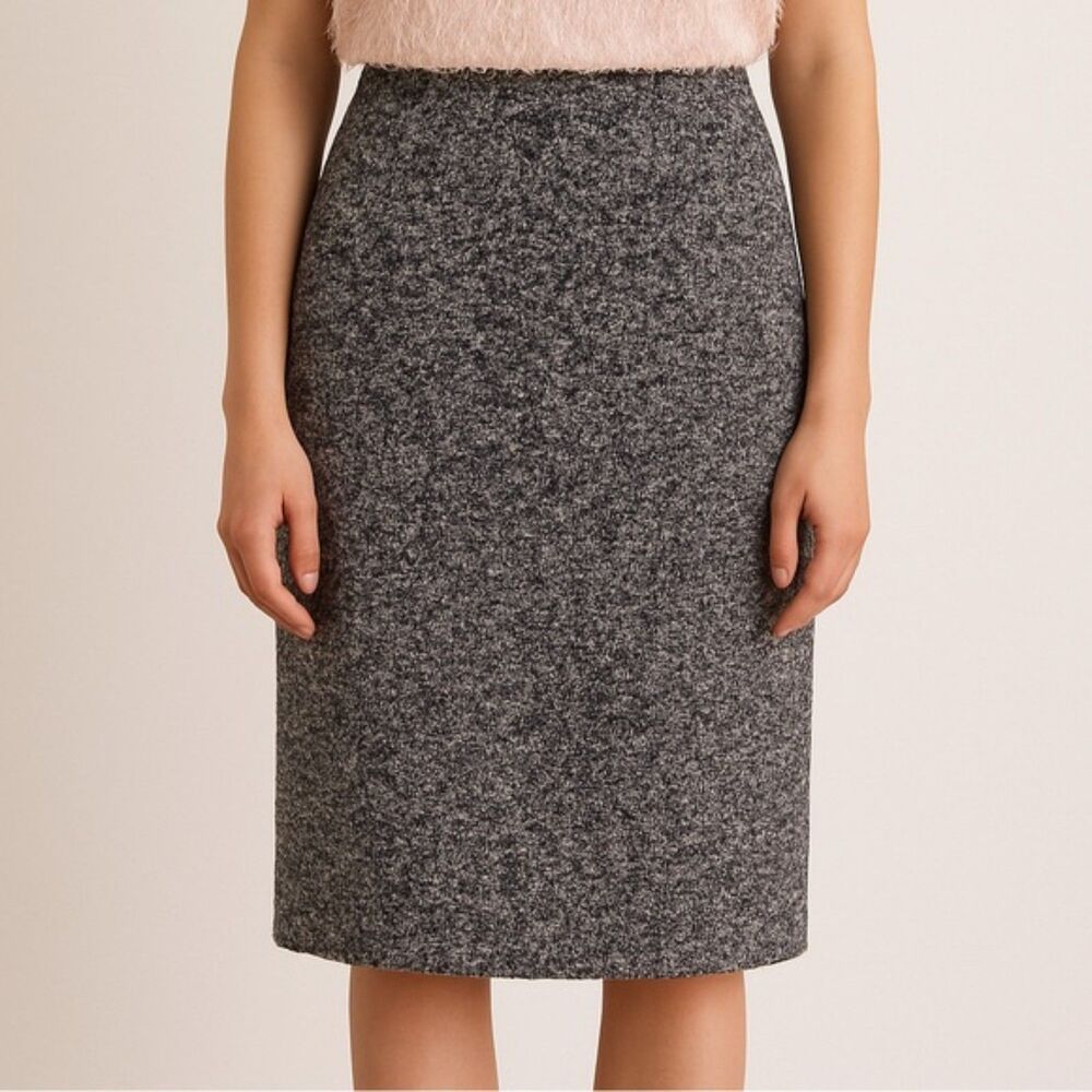 Pendleton Tweed Boucle Pencil Skirt Black & White Lined Back Zip Size XS Petite